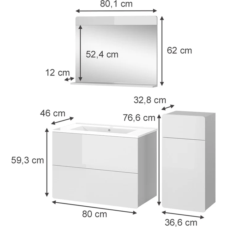 Badmöbel-Set Izan Weiß 4-teilig Vicco – Bild 2