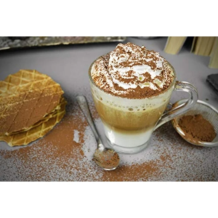 6 Cappuccino-Gläser 250ml mit Henkel und 6 Edelstahl-Löffeln, Kaffee-/ Teegläser – Bild 5