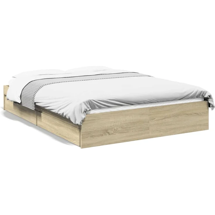 vidaXL Bettgestell mit Schubladen Sonoma-Eiche 140x190cm Holzwerkstoff 3280687 – Bild 2