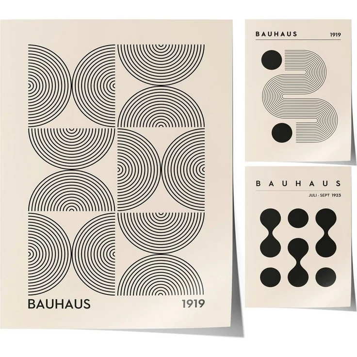 JUSTGOODMOOD Poster Premium ® Bauhaus Ausstellung Poster · Geschenkidee · Minimalistisch, B (1 St), verschiedene Größen wählbar – Bild 1