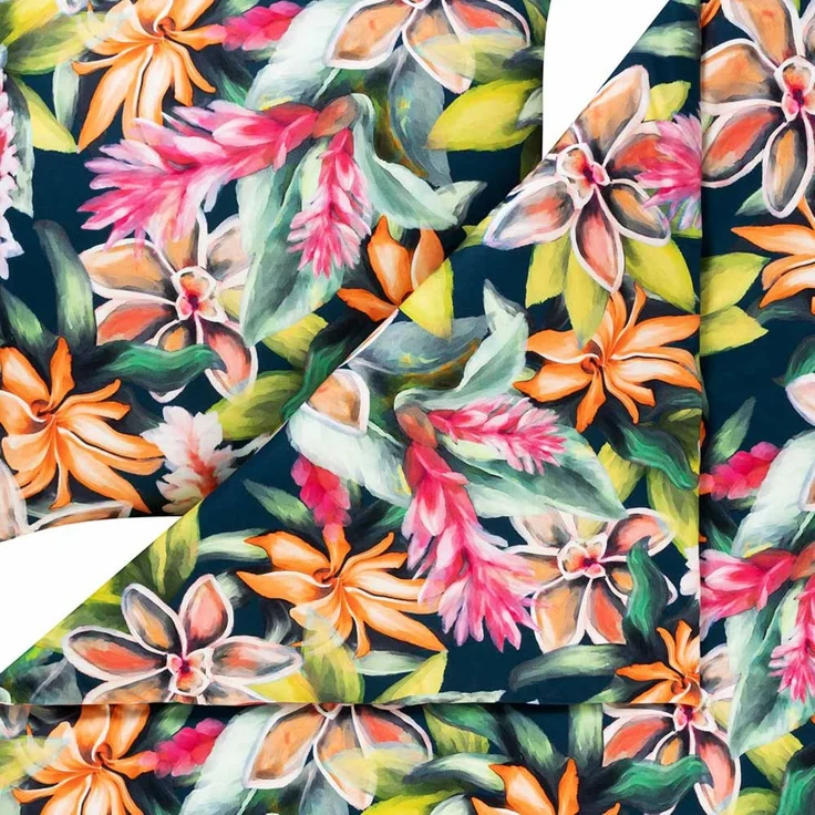 Estella Mako Jersey Bettwäsche 155x220 Miriam Blüten Tropisch bunt 6551-985 – Bild 4