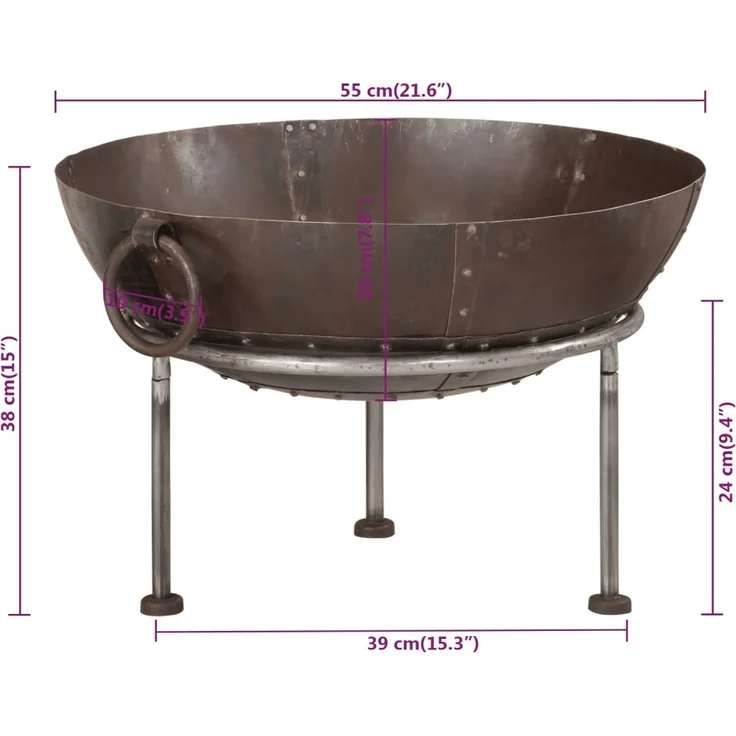 vidaXL Feuerschale 55x55x38 cm Eisen 351638 – Bild 6