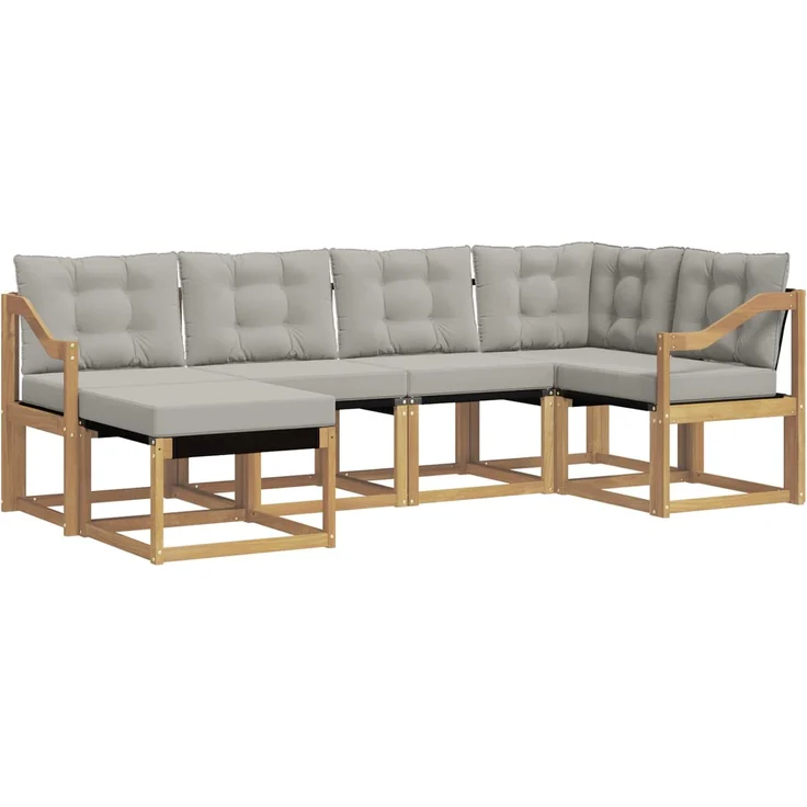 vidaXL Outdoor-Sofagarnitur 6 stk. 6-Sitzer Weiß und Hellgrau 3389653 – Bild 2