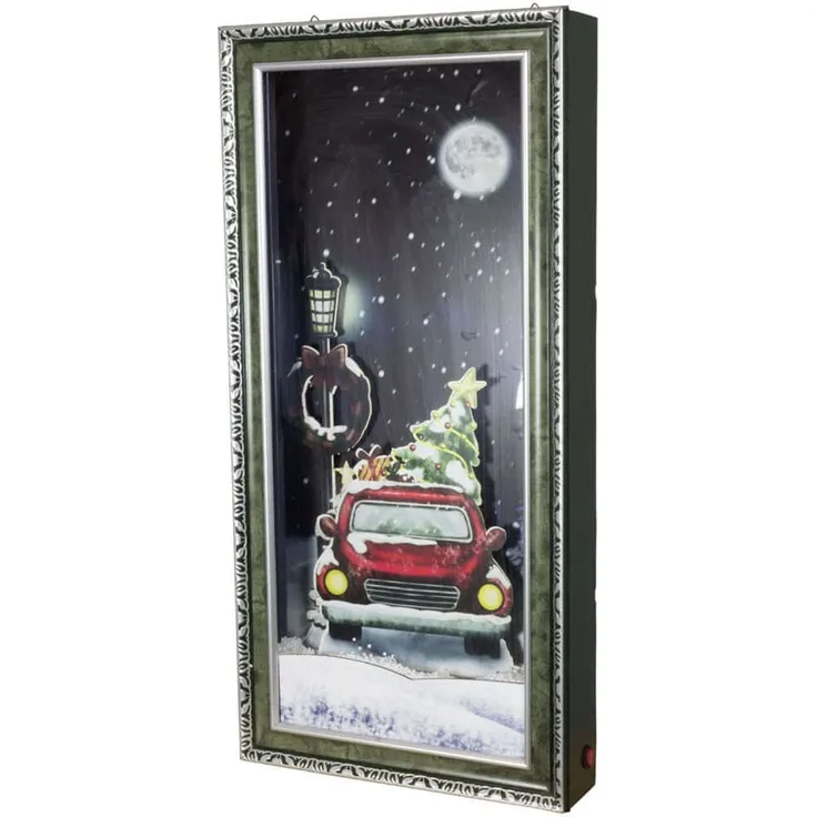 Weihnachtsbild mit dezentem LED und weihnachtlicher Musik - Schneiendes XL Wandbild 79cm