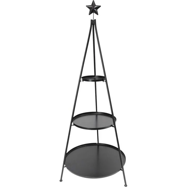Dekoleidenschaft 'Klassik' 3-stöckige XXL Etagere, Metall schwarz matt, 128 x Ø 54 cm