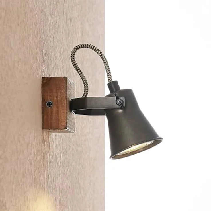 Lindby Strahler Grandesa, Deckenleuchte im Retro Vintage Antik Design aus Holz, 1-flammig GU10, ideal für Wohnzimmer und Esszimmer – Bild 5