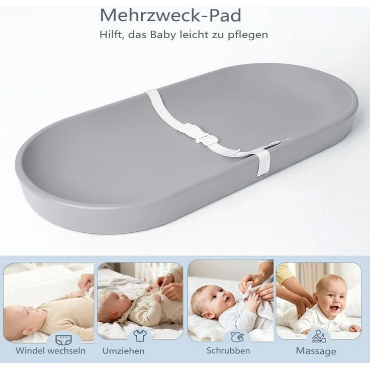 Comomy Wickelauflage, Baby Wickelunterlage wasserdicht bis 20 kg mit Sicherheitsgurt – Bild 2