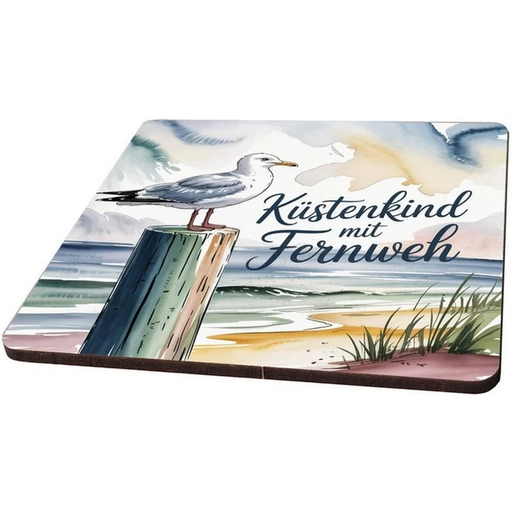speecheese Glasuntersetzer Ostsee Möwe 6er Set Untersetzer aus Holz - Küstenkind mit Fernweh – Bild 1