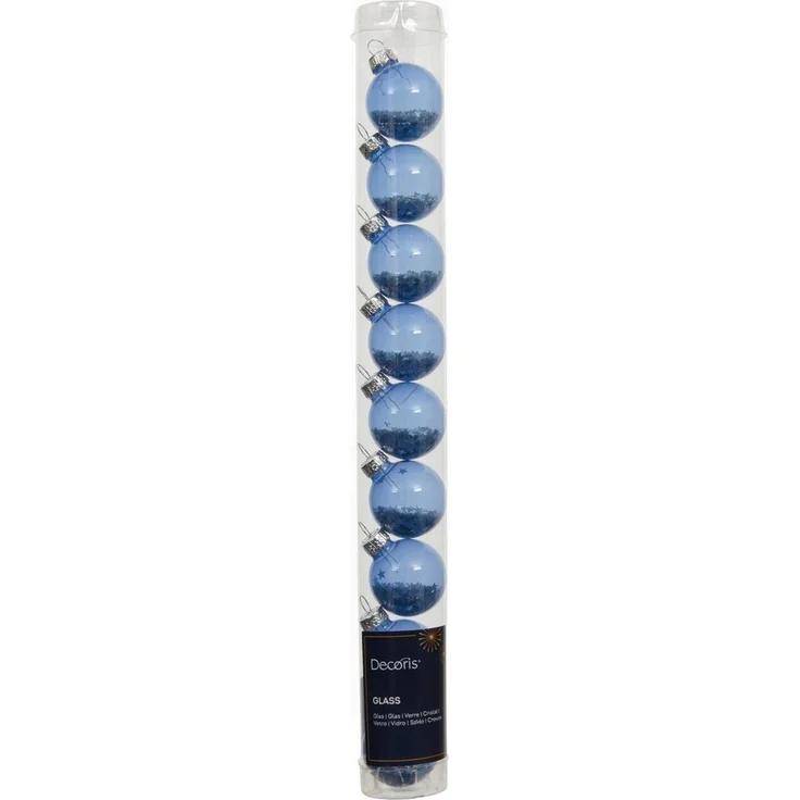 Kaemingk Weihnachtsbaumkugel, Weihnachtskugeln Glas 3cm mit Sternfüllung 9 Stk Himmelblau