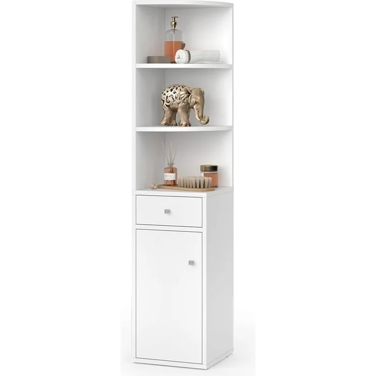 Eckregal Larry Weiß 30 x 135.5 cm mit Tür und Schublade Vicco – Bild 7