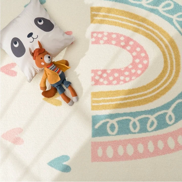 Paco Home Kinderteppich Nino 887, rechteckig, Höhe: 13 mm, Kurzflor, Spielteppich, Motiv Regenbogen & Herzen, Kinderzimmer – Bild 2
