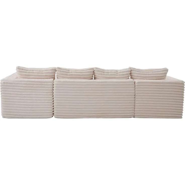 DESVIAE Sofa in U-Form mit Getränkehalter und Seitentasche 320x88x155 cm Cord Beige – Bild 9