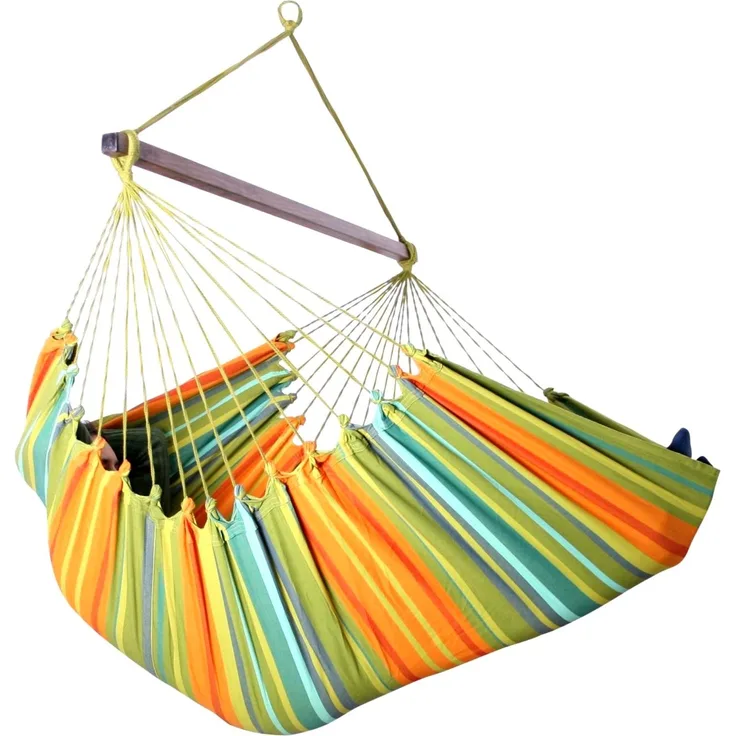 MacaMex Hängestuhl Cayo GIGANTE Verde, XXL, Südamerika ,Baumwolle, Grün/Multicolor