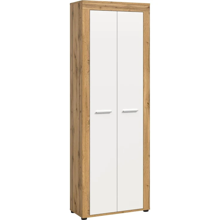 xonox. home Garderobe Jam X8BK6613 Schuhschrank Garderobenschrank Schrank in Wotan Eiche Nb, weiß. ca. 64 x 191 x 35 cm