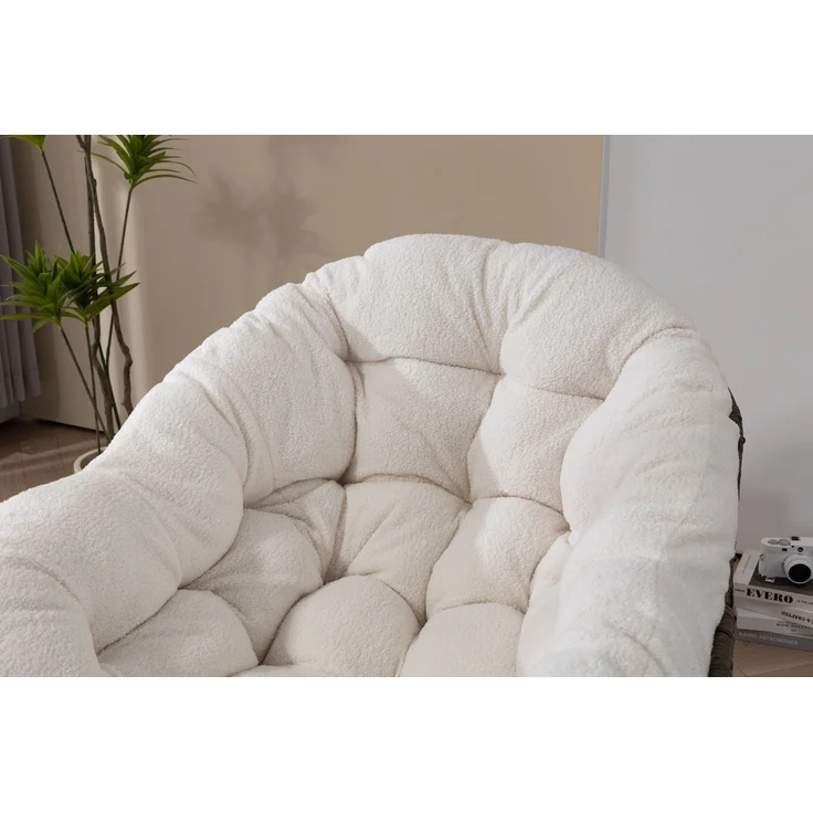 Schaukelstuhl 78x106x90 cm, 1 Stück, weiß, mit Polyrattan und Stahlgestell – Bild 7
