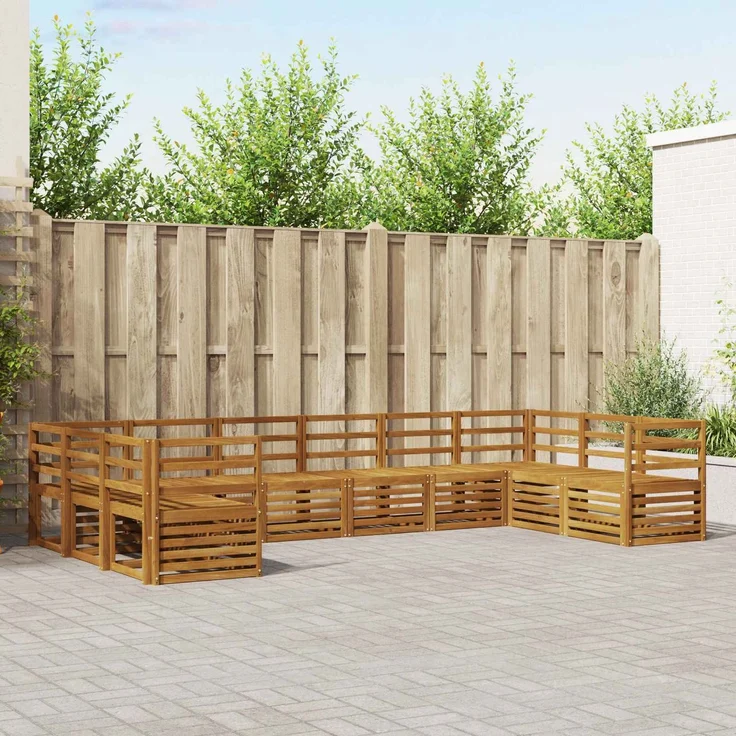 vidaXL Outdoor-Sofagarnitur 10 stk. 10-Sitzer Natur Massivholz Akazie 3375539 – Bild 1