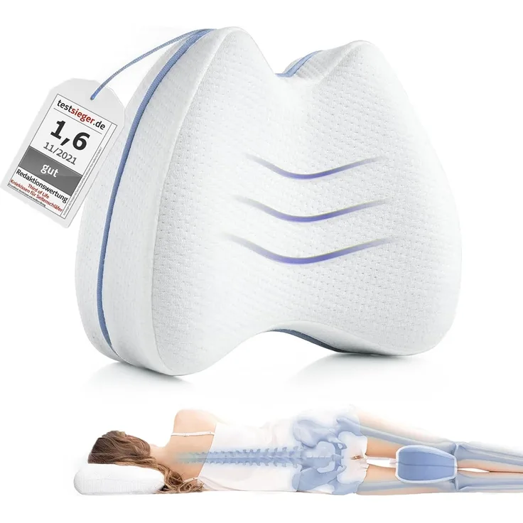 Third of Life Kniekissen Knie-Stützkissen für Seitenschläfer mit Memory Schaum, (1-St, Ergonomische Kniekissen für die Seitenlage von Third of Life), Unterstützt optimal eine gesunde Körperhaltung und die Wirbelsäule