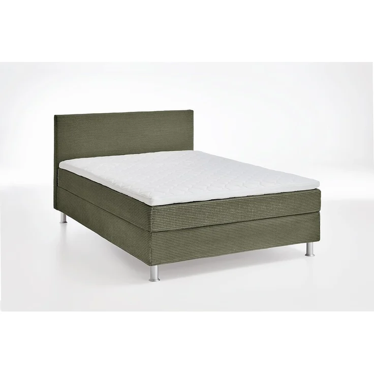 ATLANTIC home collection Boxbett inklusive Rost und Federkernmatratze, Polyurethan, Olivgrün, 140x200 cm