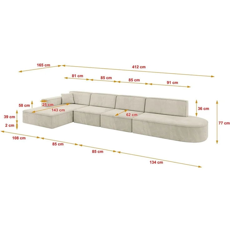 ALTDECOR Ecksofa IREA-L3-v4, Sofa Praktische Bequeme Funktionsecke Couch L-Form Eckcouch, Corner Sofa L-Form Vielseitige Sofa Wohnlandschaft Wohnzimmer – Bild 3