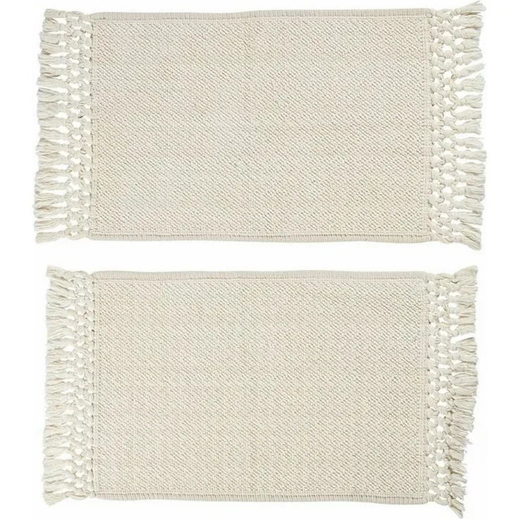 Mirabeau Badematte Badematte 2er Set Faelwyn creme, Höhe 400 mm, 100% Baumwolle, stilvolles Interieur, Reine Baumwolle, Weiches Webmuster