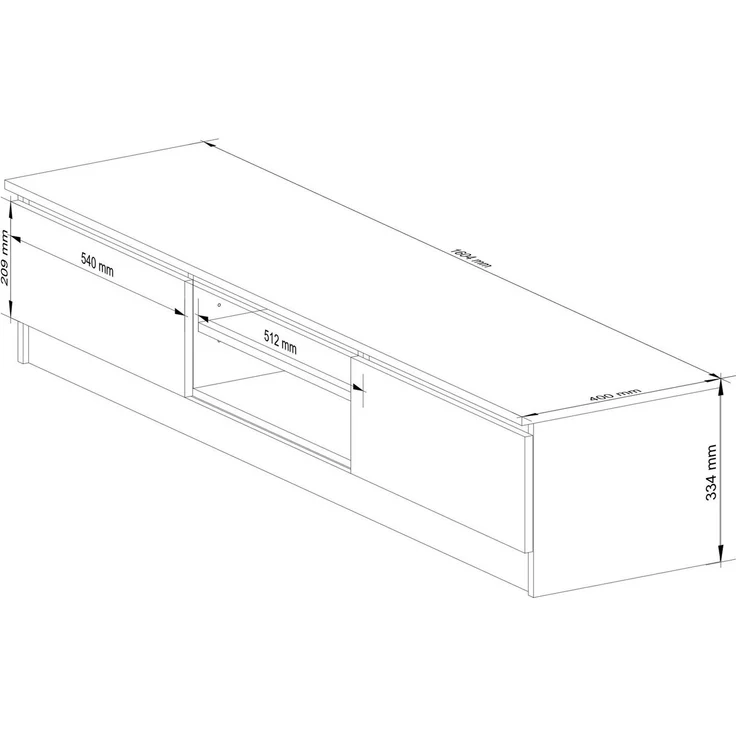 Home Collective TV-Schrank 160cm breit mit zwei Türen und zwei offenen Regalen, moderner Lowboard, Wohnzimmer Schlafzimmer in artisan Eiche – Bild 3