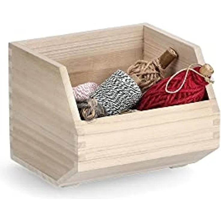 Zeller Present Aufbewahrungskorb Stapelkiste, Holz – Bild 3