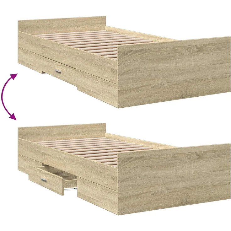 vidaXL Bettgestell mit Stauraum Sonoma-Eiche 80 x 200 cm Holzwerkstoff 3429502 – Bild 8