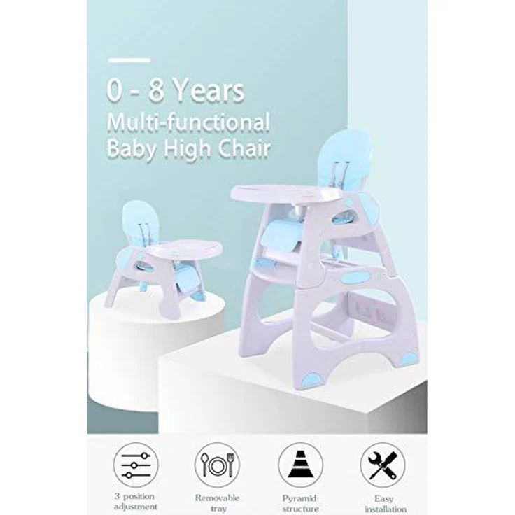 Babify Eat&Play Konvertierbarer Hochstuhl in Stuhl + Tisch, ausziehbar, Doppel-Tablett, mit mehreren Positionen, grauer Sitz – Bild 9