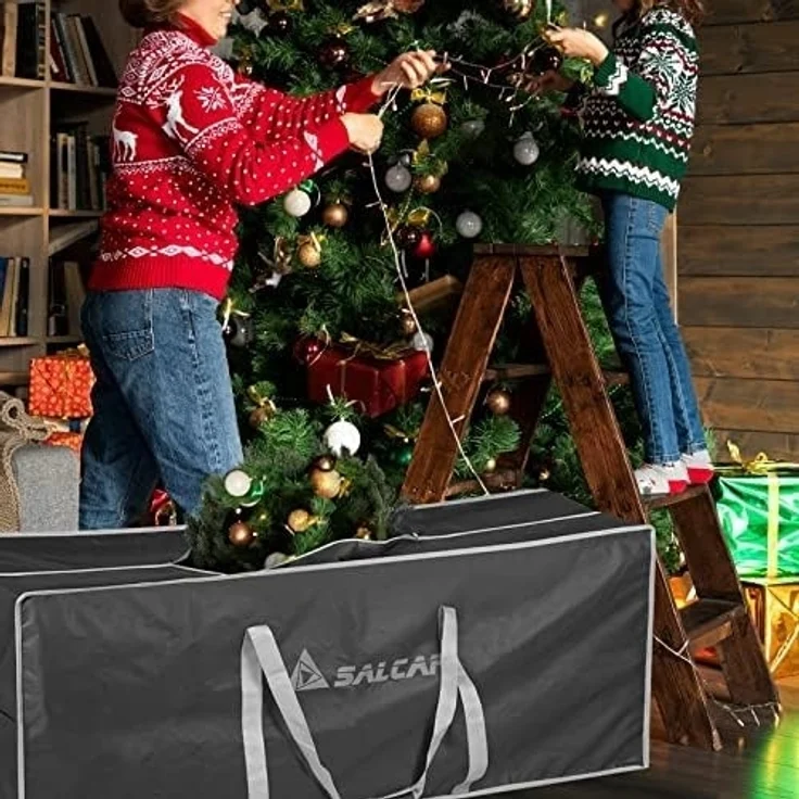 Salcar Künstlicher Weihnachtsbaum Aufbewahrungstasche für Weihnachtsbaum bis zu 240 cm, Transporthülle, 130 x 40 x 50 cm Aufbewahrungstasche, Reißfest, Wasserdicht – Bild 2