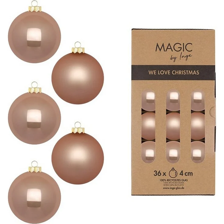MAGIC by Inge Weihnachtsbaumkugel, Weihnachtskugeln Glas 4cm 36 Stück - Golden Sesame
