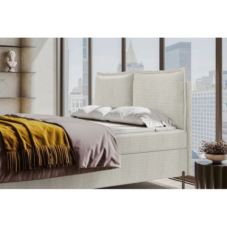 99rooms Vero Plus Boxspringbett 140x200 cm Cordstoff POSO Greige – Bild 3