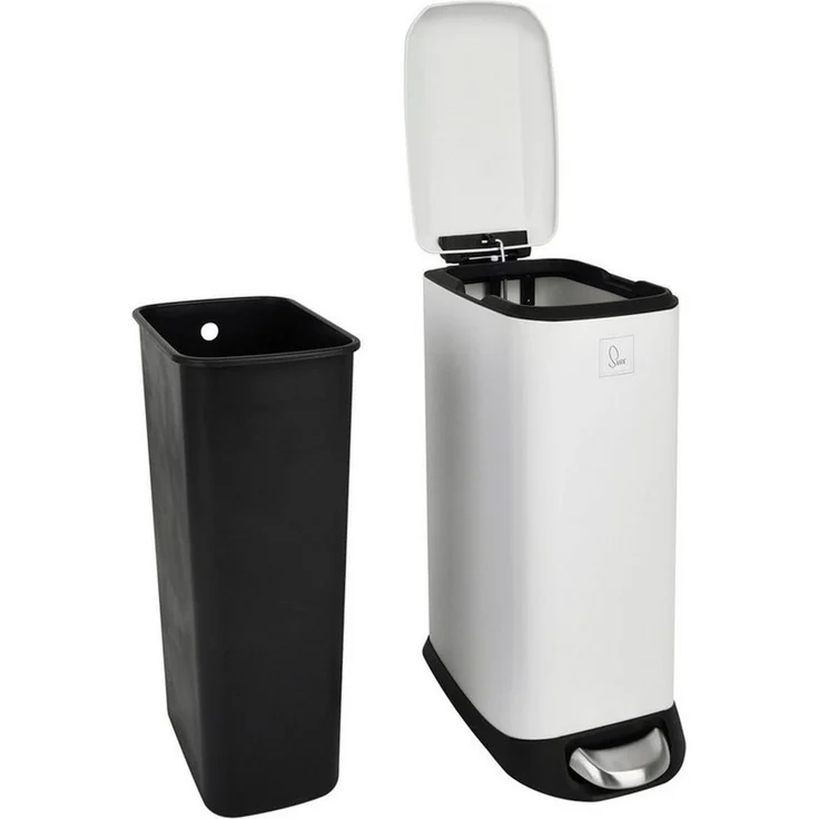 SVITA Mülleimer TS20, Treteimer, Inneneimer, 20L, pulverbeschichteter Stahl, Weiß – Bild 4