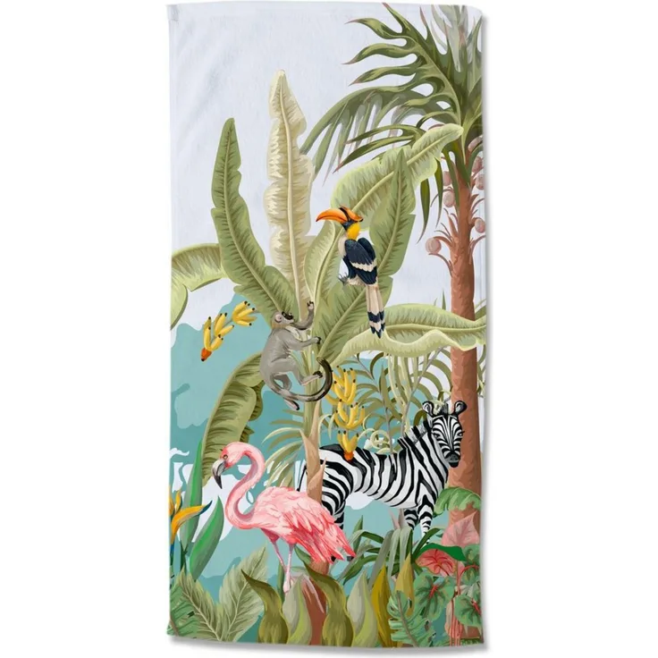 Good Morning Mikrofaser Strandtuch Liegetuch 75 X 150 cm Jungle Party bunt