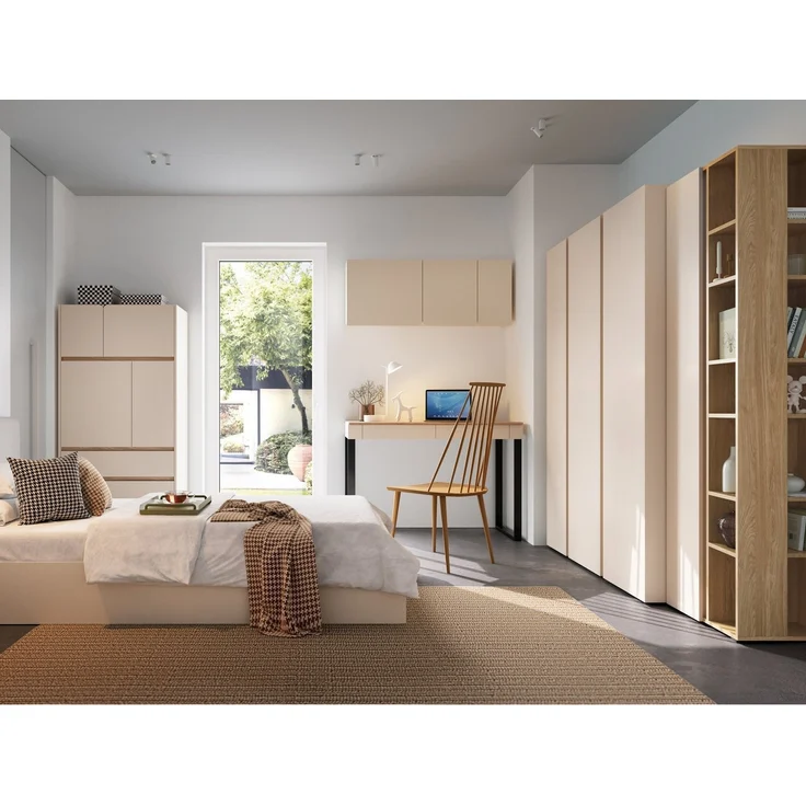 Beautysofa Eckschrank LICO 2-türig – Kleiderschrank mit 8 Regalböden, 2 Kleiderstangen (wählbar in Sandbeige oder Eukalyptus) Höhe: 195 cm – Bild 3