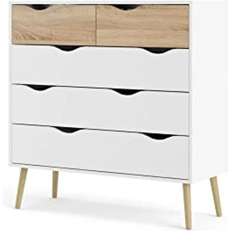Kommode NAPOLI Sideboard Anrichte Schrank Highboard weiß/Eiche Dekor Landhaus