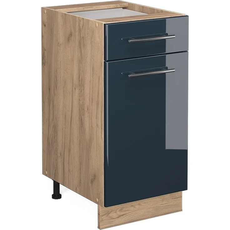 Küchenunterschrank Fame-Line Dunkelblau Hochglanz 40 cm ohne Arbeitsplatte Vicco – Bild 1