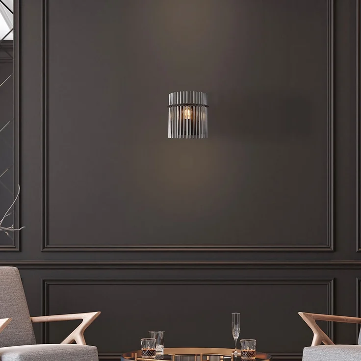 Wandleuchte, Metall, Glas, rauchfarben – Bild 5