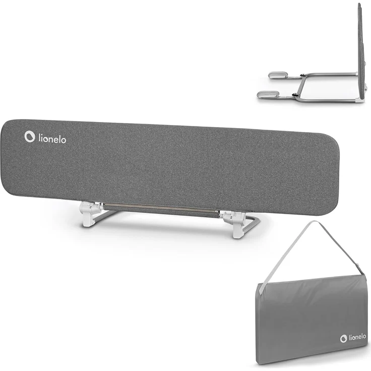 Lionelo Lora XL Tragbares Bettschutzgitter für Kinder, Neigungsverstellung bis 180°, klappbares Schutzgitter für Bett, 45 cm – 150 cm, StandSafe-Sicherung, Schutz gegen Herausfallen