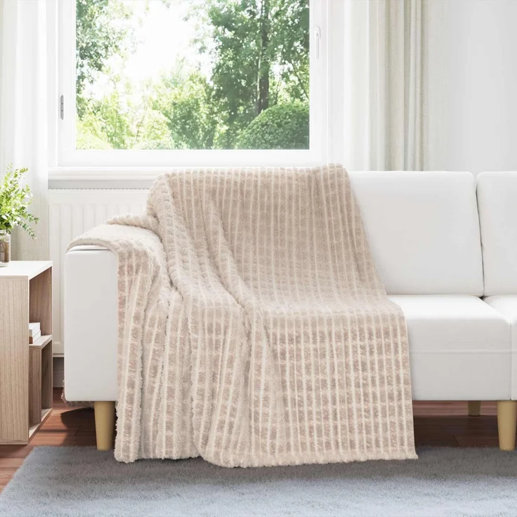 vidaXL Überwurfdecke Beige 200 x 150 cm Fleece 42016910 – Bild 1