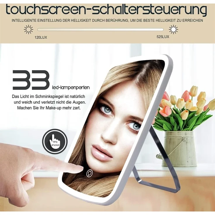 Melko Kosmetikspiegel Make-up Schminkspiegel Kosmetikspiegel mit LED Beleuchtung Lupe (Stück), LED Beleuchtung – Bild 5