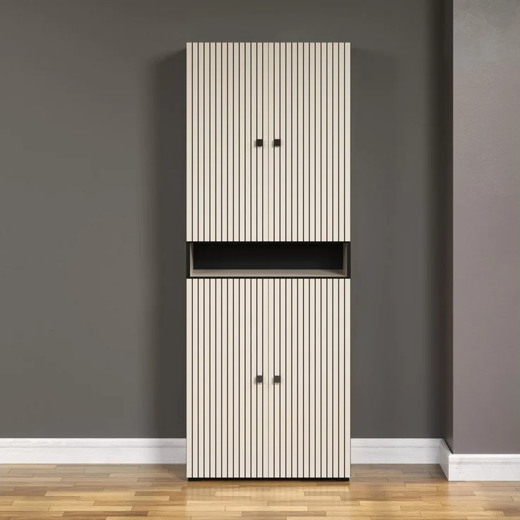 welltime Hochschrank Amrum Badezimmerschrank mit und ohne Schublade - (B/T/H) 40-70/31/186 cm – Bild 1