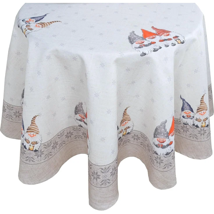 matches21 HOME & HOBBY Tischdecke Ø 150 cm Tischtuch rund Weihnachten mit lustigen Weihnachtswichteln (1-tlg), Ideal für Advent und Weihnachtsdeko