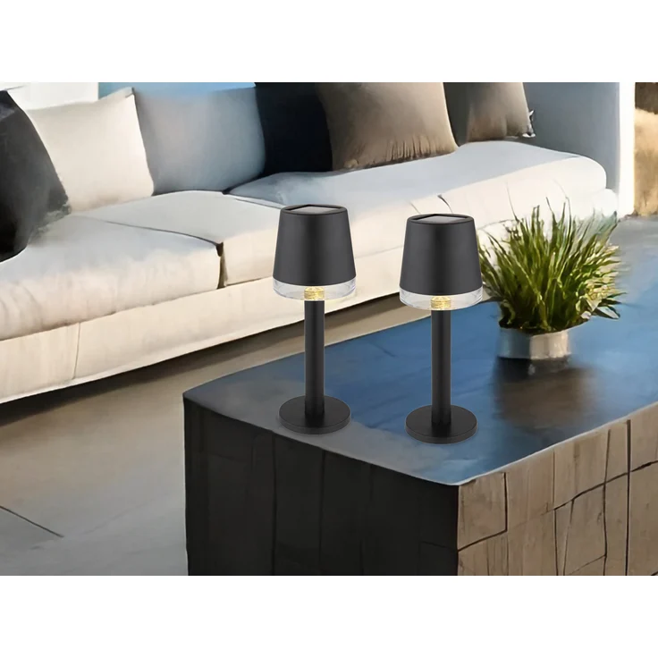 Tischlampe Kabellos Solar Akku Tischleuchte Außen Solarleuchte Schwarz 36632 – Bild 4