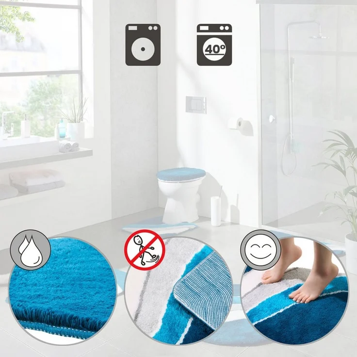 Erwin Müller Badematte WC-Vorlage "Veria", Höhe 27 mm, eckig, Streifen – Bild 3