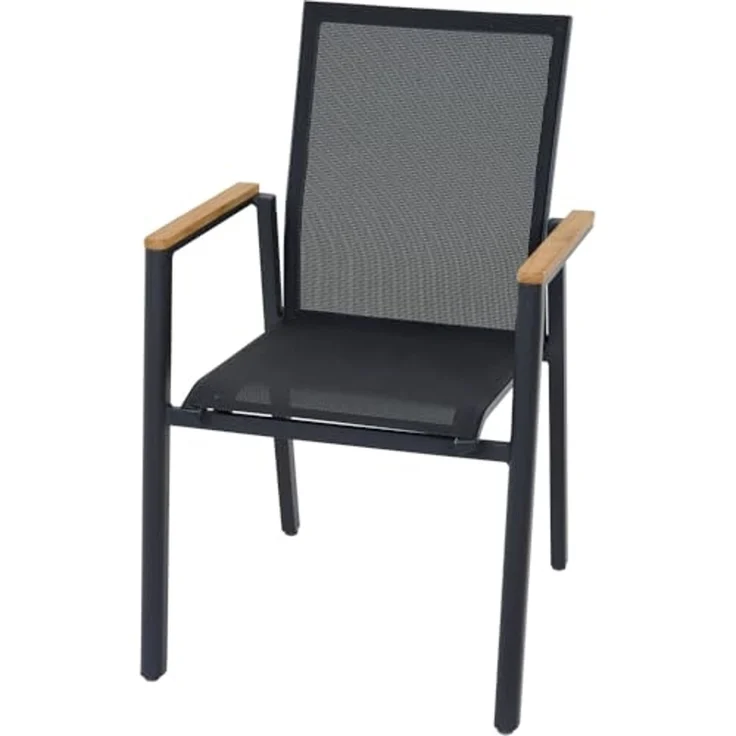 Siena Garden Bologna Stapelsessel - Teak FSC/Aluminiumgestell & Ranotex®, schwarz (T88489) – Bild 1