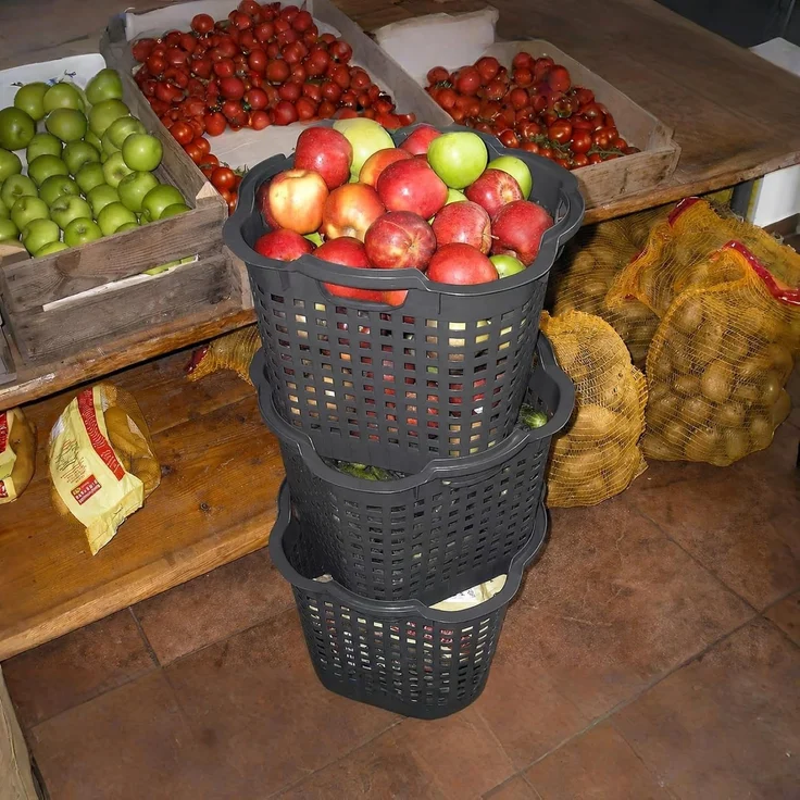 Erntekörbe Gartenkorb 25L Lebensmittelecht Obstkorb 40x30cm ineinander & übereinander stapelbar | Made in Germany als Obstkorb, Laubkorb und vielseitiger Erntekorb – Bild 6