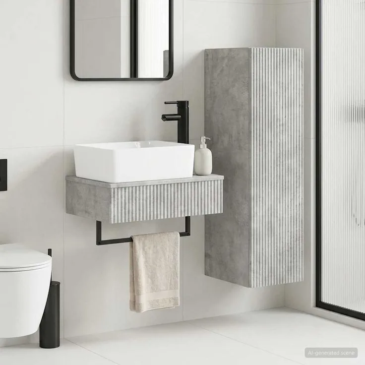 vidaXL Badezimmerschrank-Set 2 stk. Betongrau 33 x 34,5 x 100 cm 3406106
