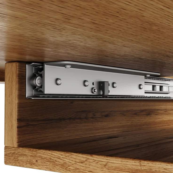 ausziehbarer Esstisch mit Holzmaserung MDF-Platte & Metallgestell, 120–160 cm Teleskop-Küchentisch mit Feststellschiene für Küche und Wohnzimmer – Bild 8