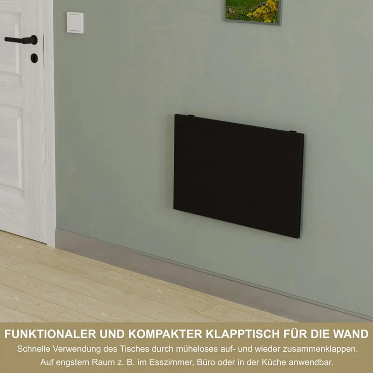 KDR Produktgestaltung Klapptisch 60x40 Wandklapptisch Esstisch Küchentisch Schreibtisch Wand Tisch, Schwarz – Bild 3