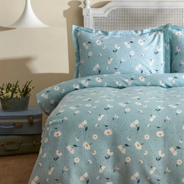 Karaca Bettwäsche Karaca Daisy 100% Baumwolle Doppelbett Deckenbezug Tagesdecke Set – Bild 2